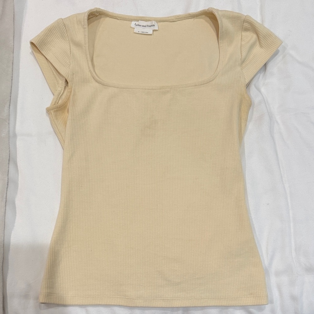 Lovers + Friends Cream Square Neck Tee